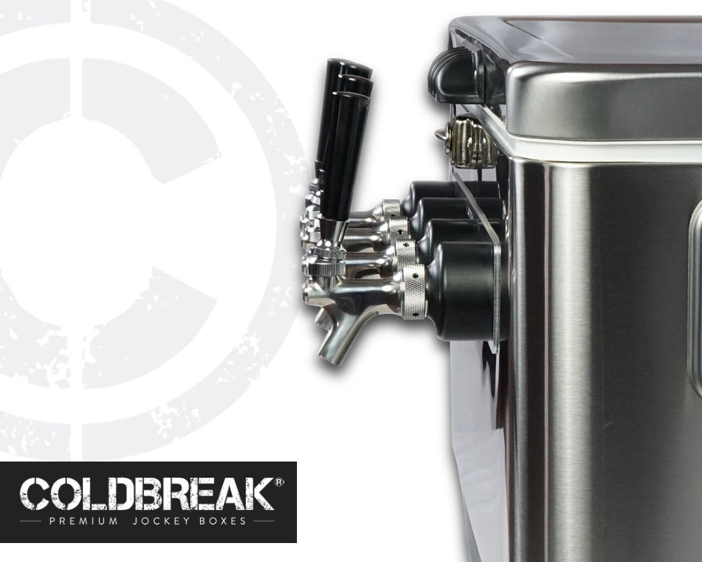 4.5" Jockey Box Faucet Shank with Extension Flange, SS on Box by Coldbreak