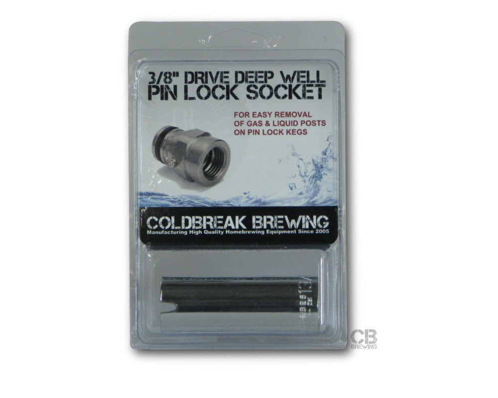 Coldbreak Keg Socket, 38 Drive Deep Well, 1316 Pin Lock Socket for Pin Lock Kegs Post Removal 21 mm, Chrome - cBPLS