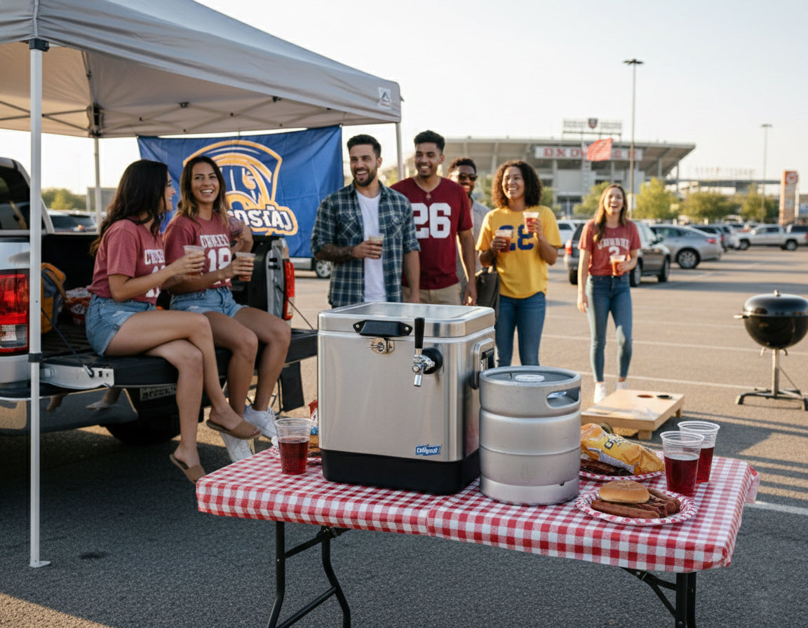 ColdOne™ Go, Portable Kegerator at a football game tailgating
