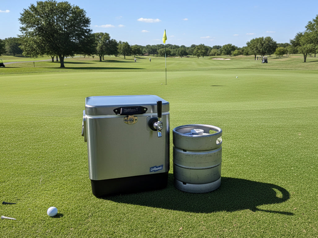 ColdOne™ Go, Portable Kegerator on a golf course green