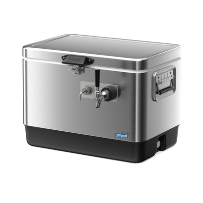 Coldbreak 1-Tap Jockey Box with front inputs, stainless steel, front right view