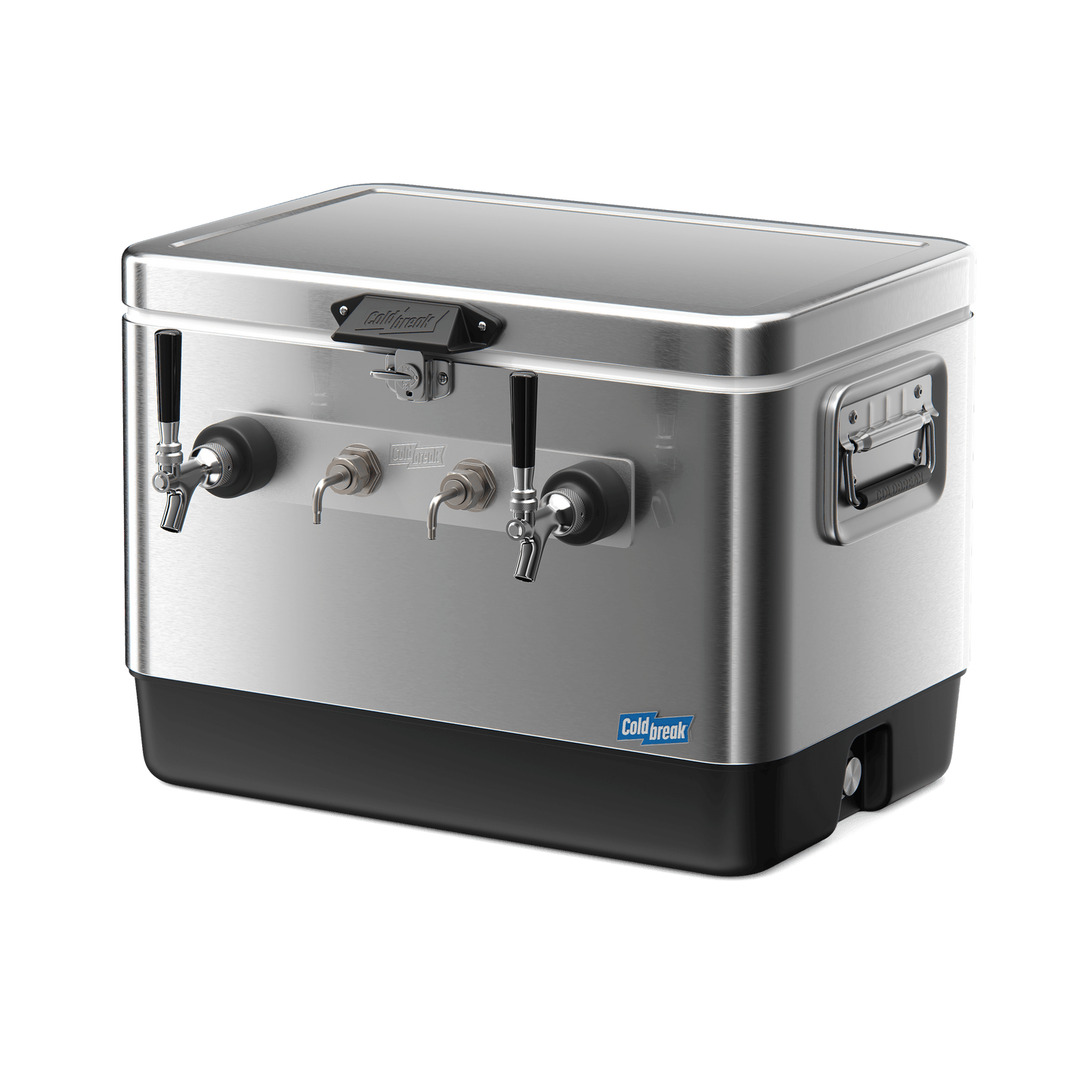 Coldbreak 2-Tap Jockey Box with front inputs, stainless steel, front right view