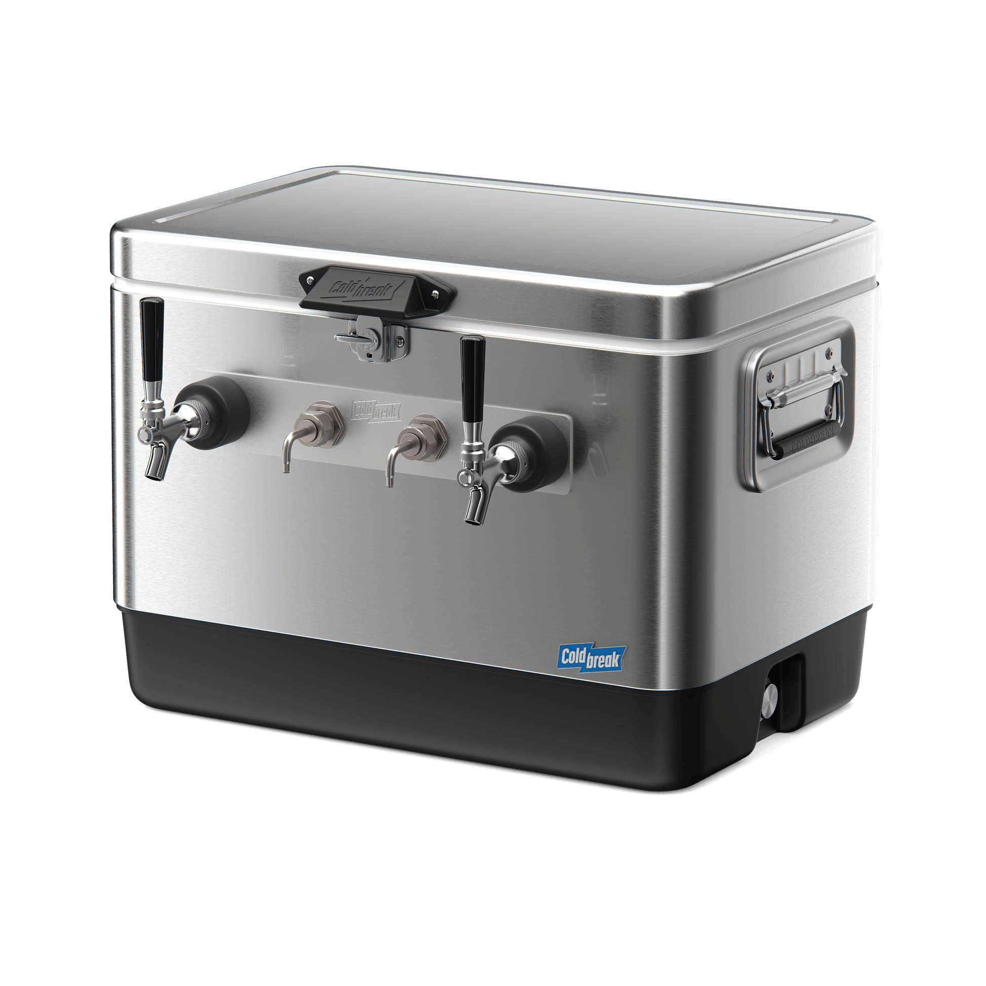 Coldbreak 2-Tap Jockey Box with front inputs, stainless steel, front right view