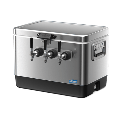 Coldbreak 3-Tap Jockey Box, stainless steel, front right view