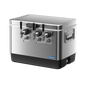 Coldbreak 3-Tap Jockey Box with front inputs, stainless steel, front right view