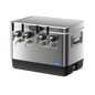 Coldbreak 4-Tap Jockey Box with front inputs, stainless steel, front right view