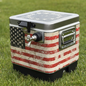 ColdOne Go draft cooler with American flag design on grass