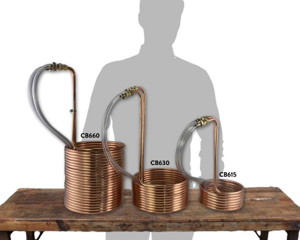 30’ Copper Immersion Wort Chiller, 3-6 Gallon Batch Compare by Coldbreak
