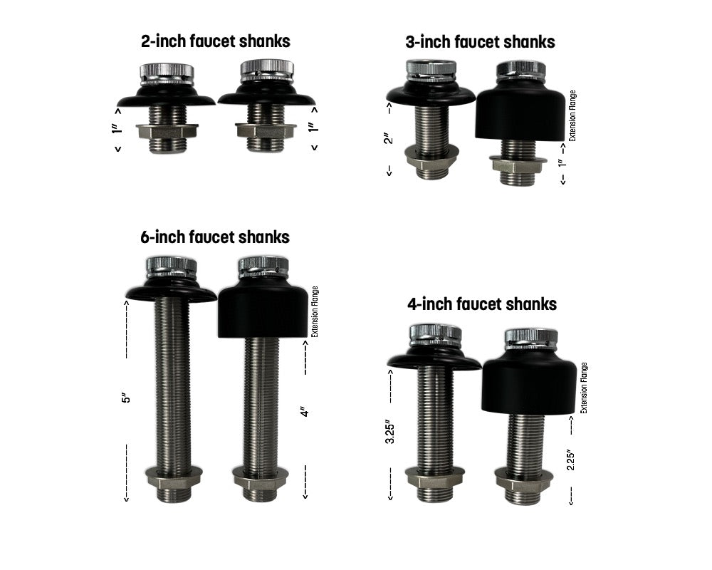 3-Tap Faucet Shank Kit Measurements by Coldbreak